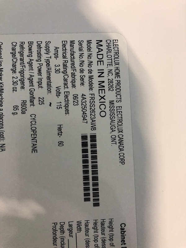 Photo 1 of Frigidaire 22.3 Cu. Ft. 33" Standard Depth Side by Side Refrigerator