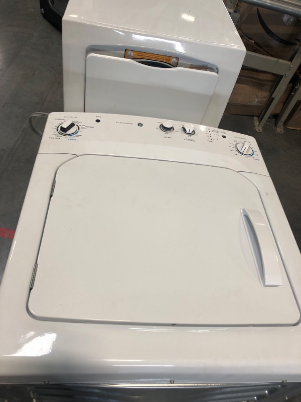 Photo 4 of GE GUD27ESSMWW Unitized Spacemaker 3.8 Washer with Stainless Steel Basket and 5.9 Cu. Ft. Capacity Electric Dryer, White [Unable to test]