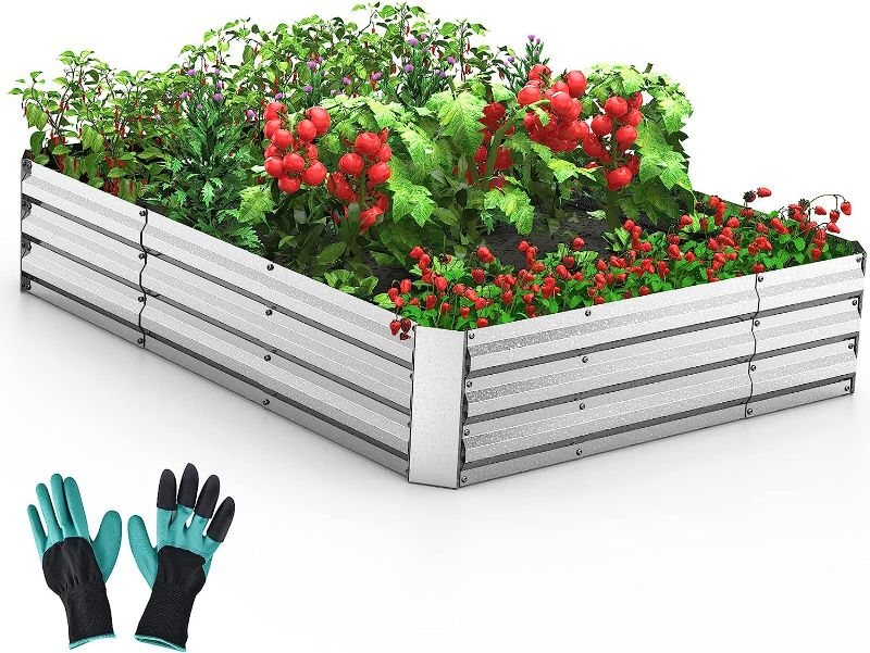 Photo 1 of ***MISSING HARDWARE*** Raised Garden Bed Kit,Outdoor Raised Planter Box with Gloves,Large Heavy Metal Raised Garden Boxes for Growing Vegetables,Fruits, Flowers