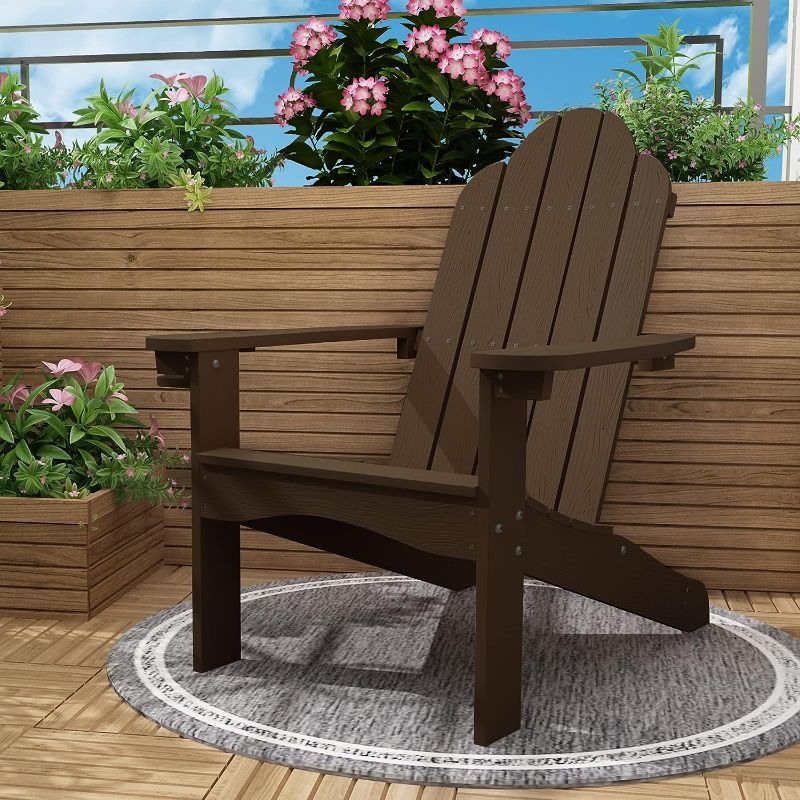 Photo 1 of  Adirondack Chair Weather Resistant, Brown Outdoor Patio Chair 