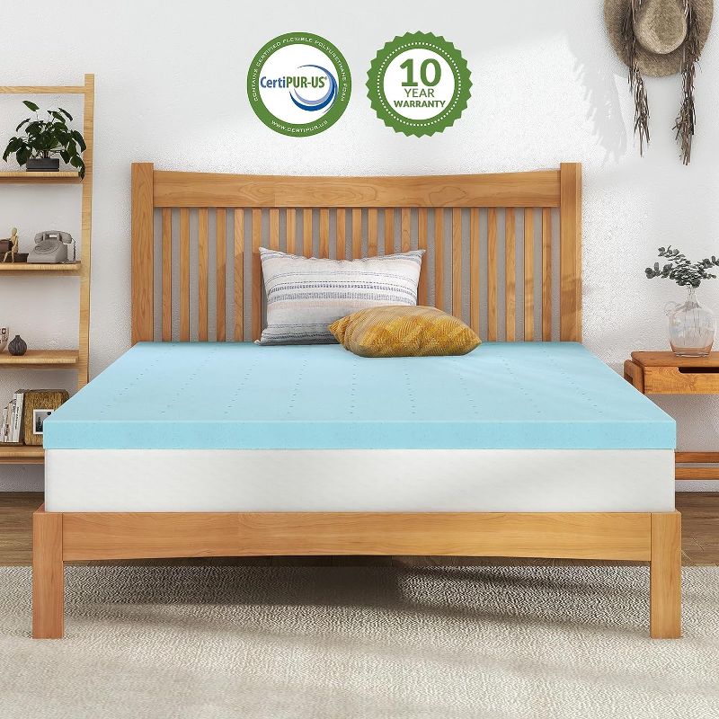 Photo 1 of 3 Inch Memory Foam Mattress Topper Queen Size, Gel Mattress Topper with Ventilated Design, CertiPUR-US Certified