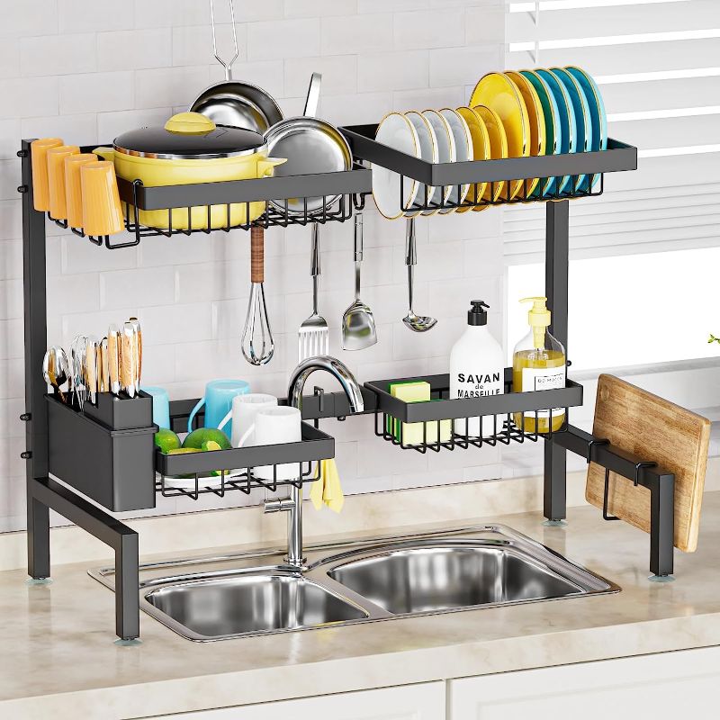 Photo 1 of 
SNSLXH?2-Tier 4 Baskets?Over The Sink Dish Drying Rack, 24.8"-35.4",Over Sink Dish Drying Rack?2-Tier Large Sink Rack for Kitchen,Extensible and...