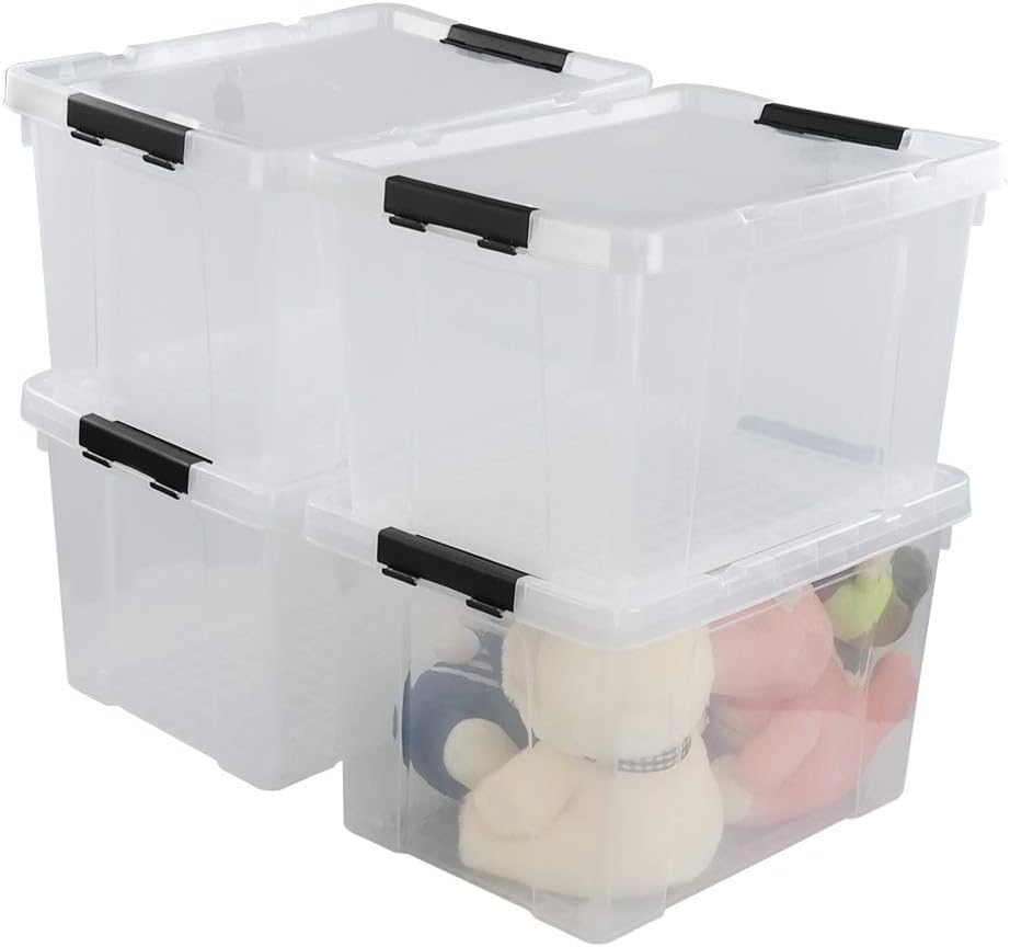 Photo 1 of 
Pekky 34 Quart Clear Storage Bins with Lid, Latching Box Totes (4 Packs)