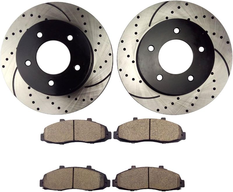 Photo 1 of 
Atmansta QPD10050 Front Brake kit with Drilled/Slotted Rotors and Ceramic Brake pads for Ford F-150