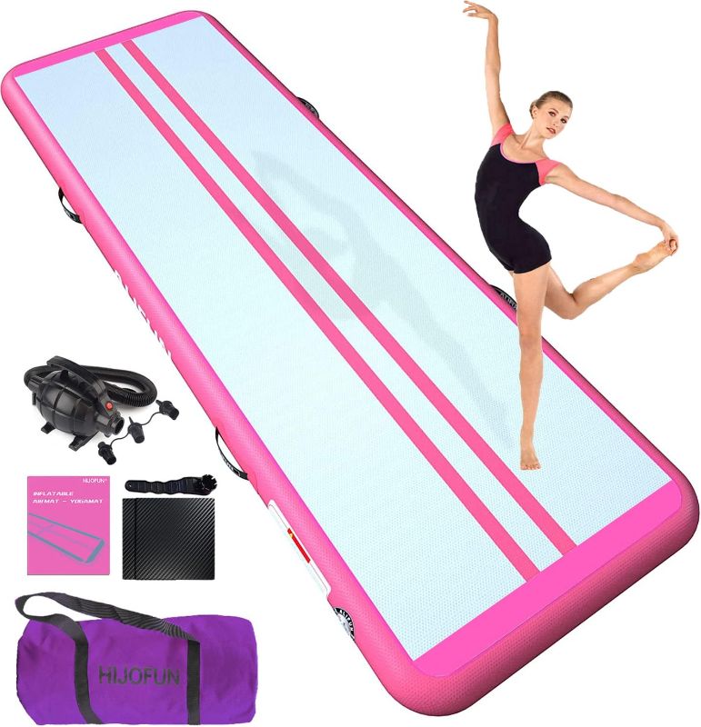 Photo 1 of  Premium Inflatable Air Tumbling Track for Gymnastics Tumble Mat 10ft 13ft 16ft 20ft 4 in 8 inces thick with 650W Electric Air Pump for Home Kids/Gym/Yoga/Training/Cheerleading/Outdoor/Pool/Beach