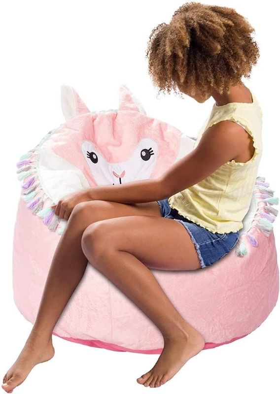 Photo 1 of 
Posh Creations Cute Soft and Comfy Bean Bag Chair for Kids, Animal - Pink Llama