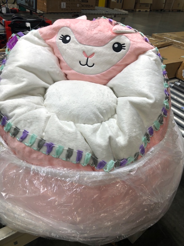 Photo 2 of 
Posh Creations Cute Soft and Comfy Bean Bag Chair for Kids, Animal - Pink Llama