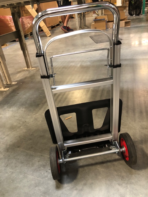 Photo 1 of Aluminum Hand Truck heavy duty Hand Truck Dolly cart foldable hand cart 220 lb capacity with 2 elastic ropes telescoping handle handling truck for delivery carrying 220lb/ 2wheels)