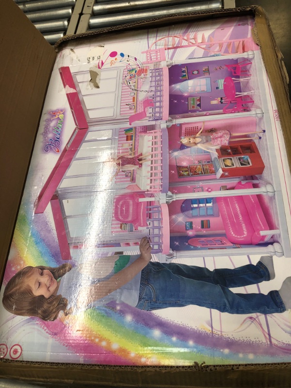 Photo 2 of Doll House, Dream House 2023 w/ 11.5 Inch Doll, 2-Story Pink DIY Dollhouse w/Plastic Walls, Large Furniture, Stairs, Dreamhouse Gift for 3 to 12 Year Olds