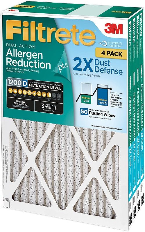 Photo 1 of 
Filtrete Dual-Action Micro Allergen Plus 2X Dust Defense Filter 20x25x1 (4-pk.)