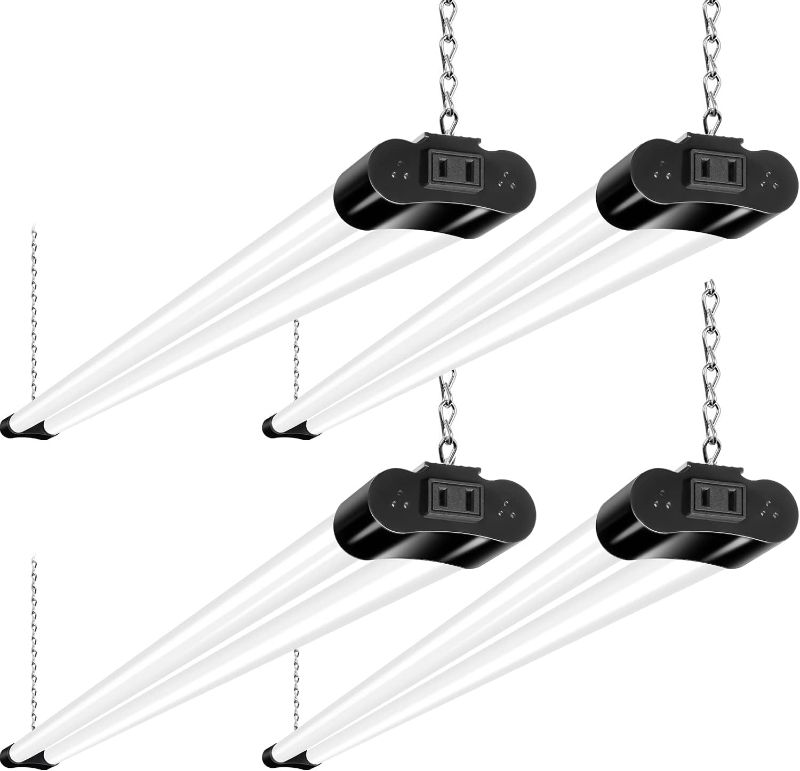 Photo 1 of barrina LED Shop Light for Garage, 4400lm, 4FT 42W Utility Light Fixture, 5000K Daylight LED Workbench Light W/Plug [250W Equivalent] Hanging or Surface Mount, Black - 4 Pack ETL