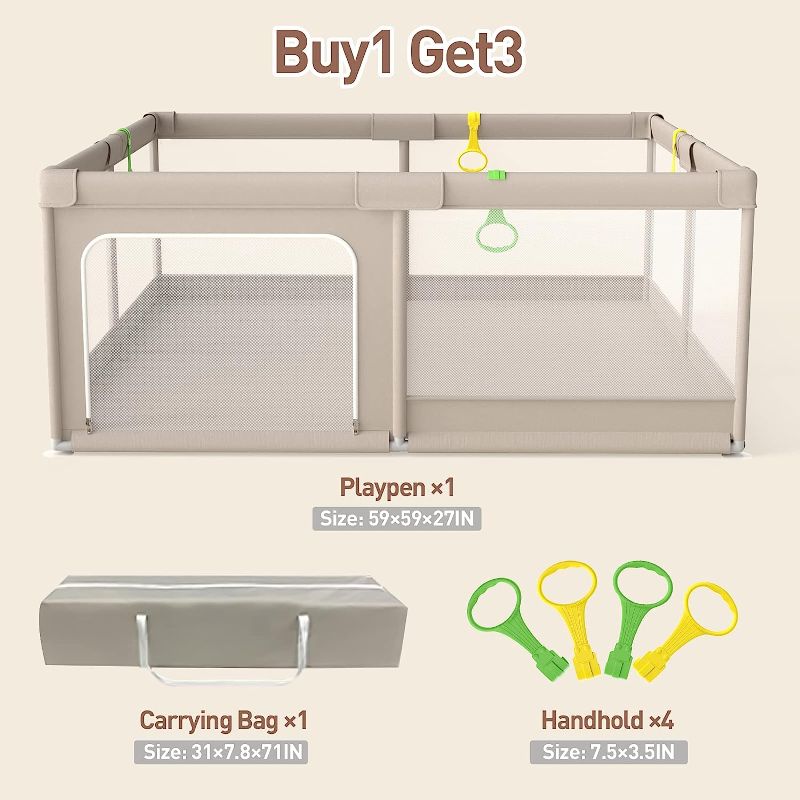 Photo 1 of Baby Playpen, Playpen for Babies and Toddlers, Extra Large Playpen, Play pens for Babies and Toddlers (59 * 59inch playpen Without mat)