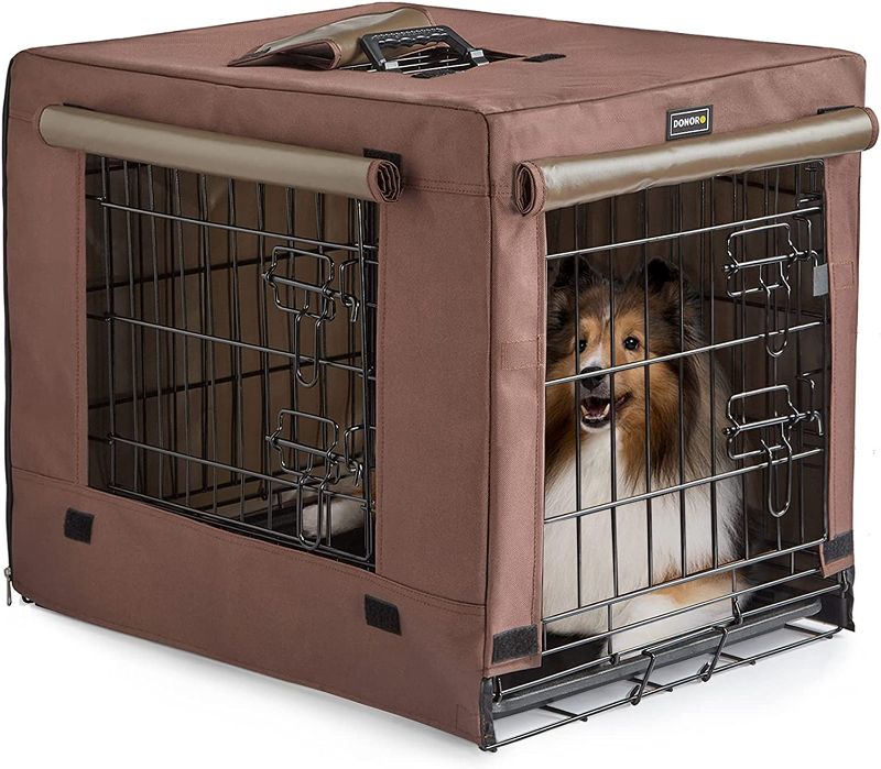 Photo 1 of Dondro dog crates Kits for small size dogs indoor with dog crate cover double door dog kennels and houses for puppy and cats, Collaspible metal contour dog cages 30 inch kit 