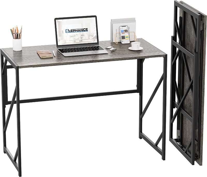 Photo 1 of Elephance 40" Folding Computer Desk No Assembly Needed Foldable Small Home Office Desk Study Writing Desk Gaming Table for Small Space