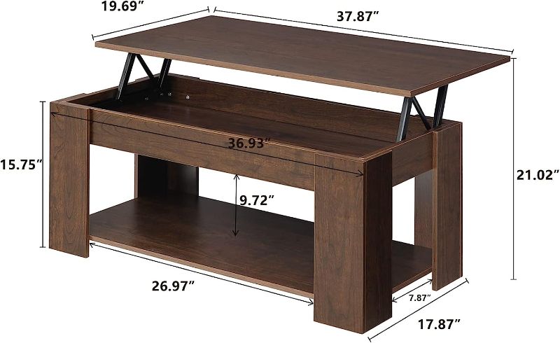 Photo 1 of WEENFON Coffee Table, 38" Lift Top Coffee Table with Hidden Compartment & Open Storage Shelf, Pop Up Coffee Table for Living Room, Office, Espresso