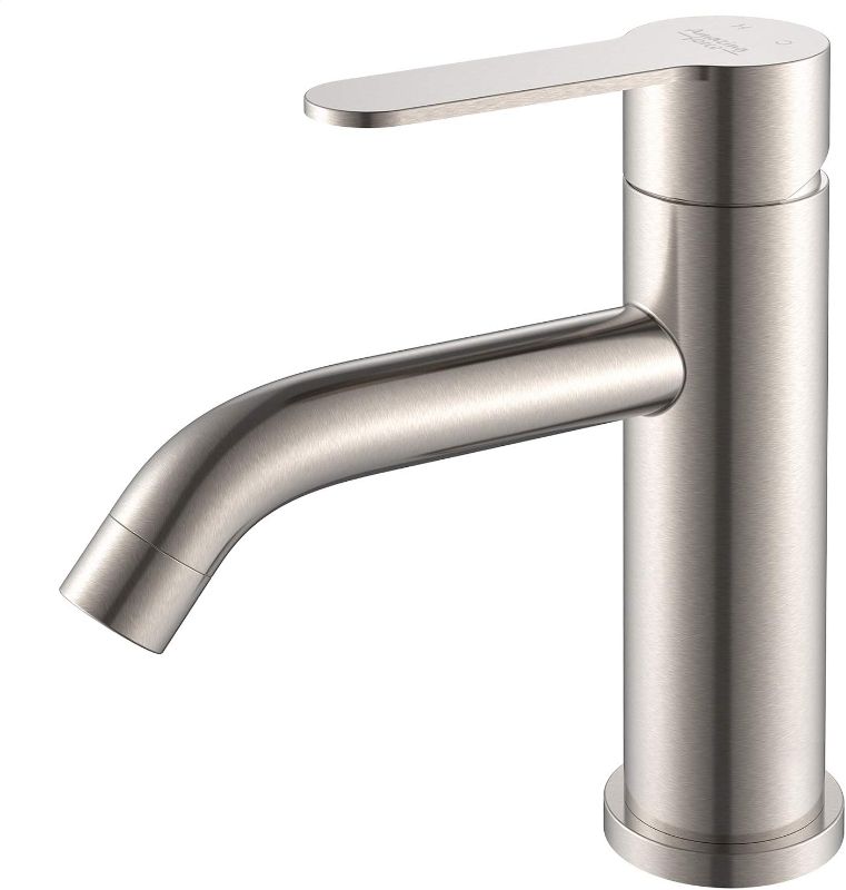 Photo 1 of AMAZING FORCE Bathroom Faucet Brushed Nickel Bathroom Sink Faucet Single Hole Bathroom Faucet Single Handle Vanity Faucet- Sink Drain Not Included 1.2 GPM