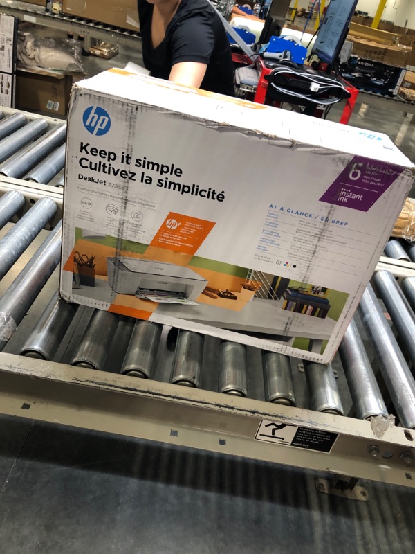 Photo 1 of HP DeskJet 2755e Wireless Color All-in-One Printer with bonus 6 months Instant Ink (26K67A), white