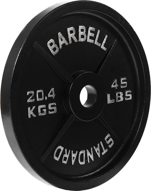 Photo 1 of BalanceFrom Cast Iron Plate Weight Plate for Strength Training and Weightlifting, Olympic or Standard