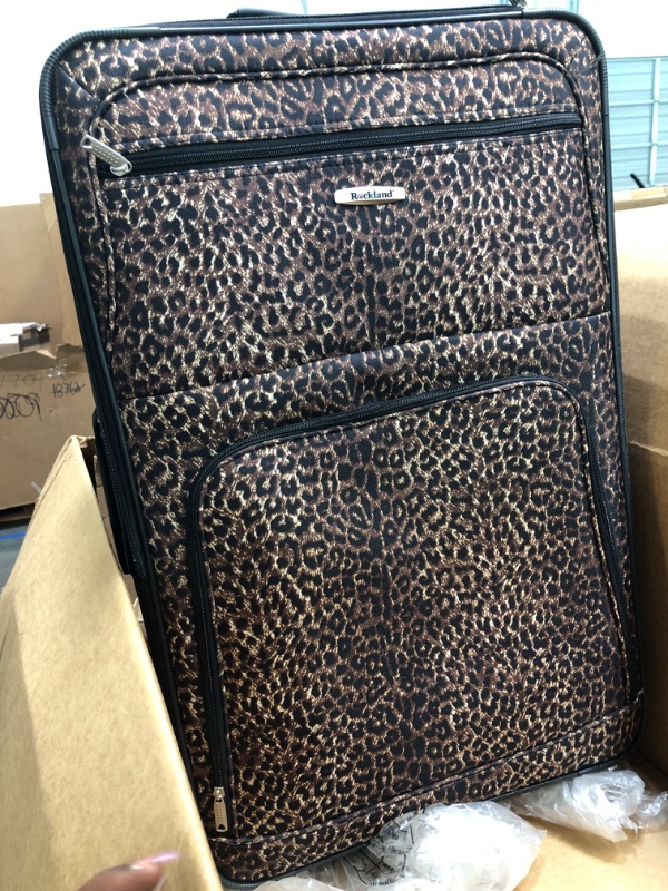 Photo 3 of CHEETAH PRINT ROCKLAND TRAVELING BAG WITH WHEELS 