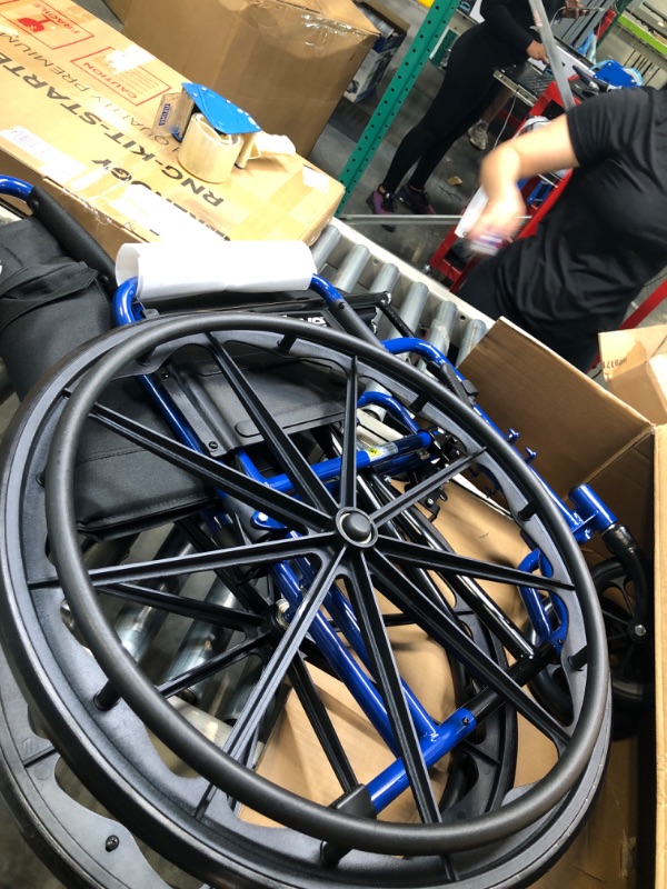 Photo 2 of Drive Medical BLS18FBD-ELR Blue Streak Lightweight Wheelchair with Swing-Away Elevating Leg Rests and Flip-Back Arms 18 Inch Elevating Leg Rests