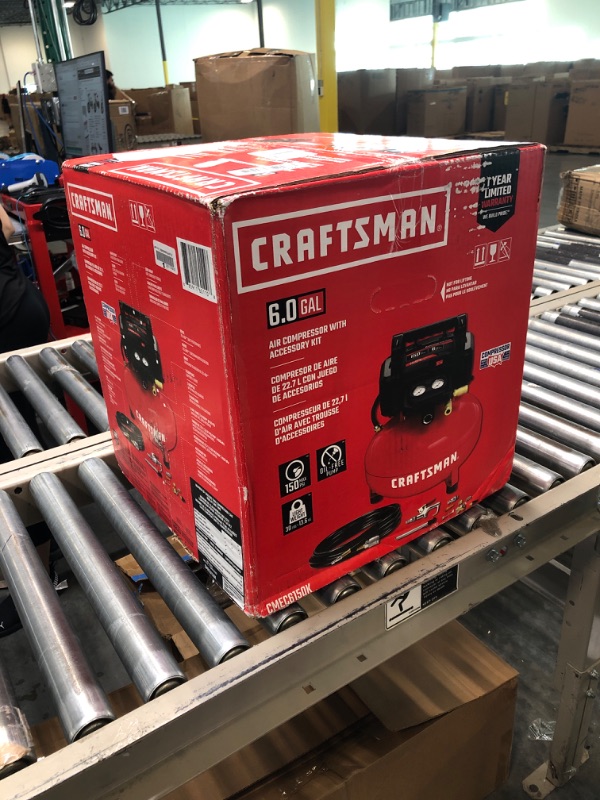 Photo 2 of CRAFTSMAN Air Compressor, 6 Gallon, Pancake, Oil-Free with 13 Piece Accessory Kit (CMEC6150K)