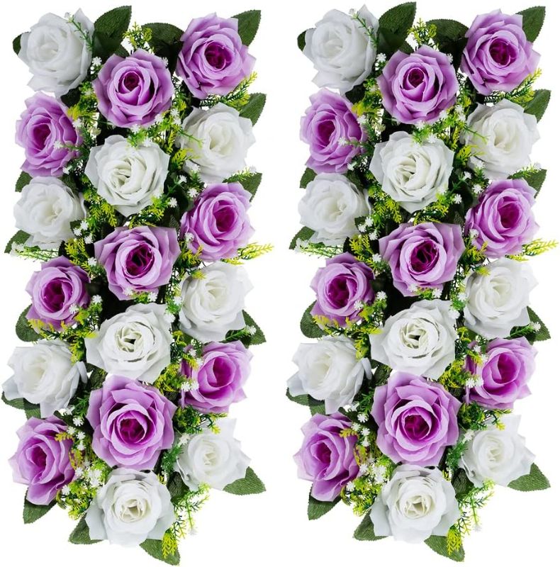 Photo 1 of 
Inweder Flower Table Decorations for Wedding - 2 Pcs Artificial Table Flower Arrangement, Weeding Rose Floral Centerpieces for Reception, Table Runner,...