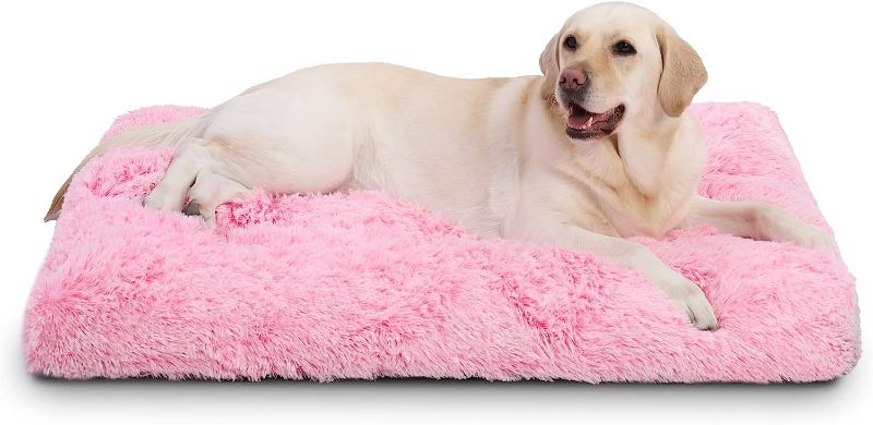 Photo 1 of 
Vonabem Large Dog Bed Pink, Washable Dog Crate Beds for Large Medium Small Dogs Cats,Plush Fluffy Girl Princess Pet Beds Kennel Pad,Anti-Slip Dog Mats for...
