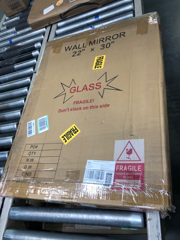 Photo 1 of  Brushed Gold Wall Mirror 22” x 30” Rectangular Gold Bathroom Mirror Brass Gold Metal Frame Mirror, Modern Gold Vanity Mirror Farmhouse Rectangle Mirror, Square Corner(Horizontal/Vertical)