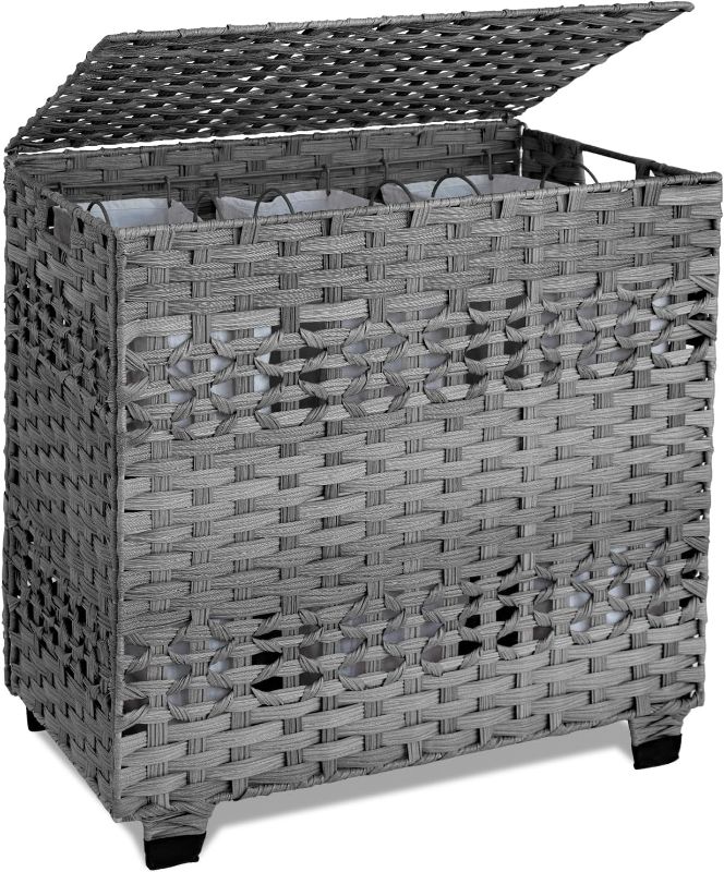 Photo 1 of 
OIAHOMY Laundry Hamper with Lid, 135L Clothes Hamper with 3 Removable Liner Bags, Woven Laundry Basket, Large Laundry Hamper for Bedroom, 27x 13 x 26 Inches...