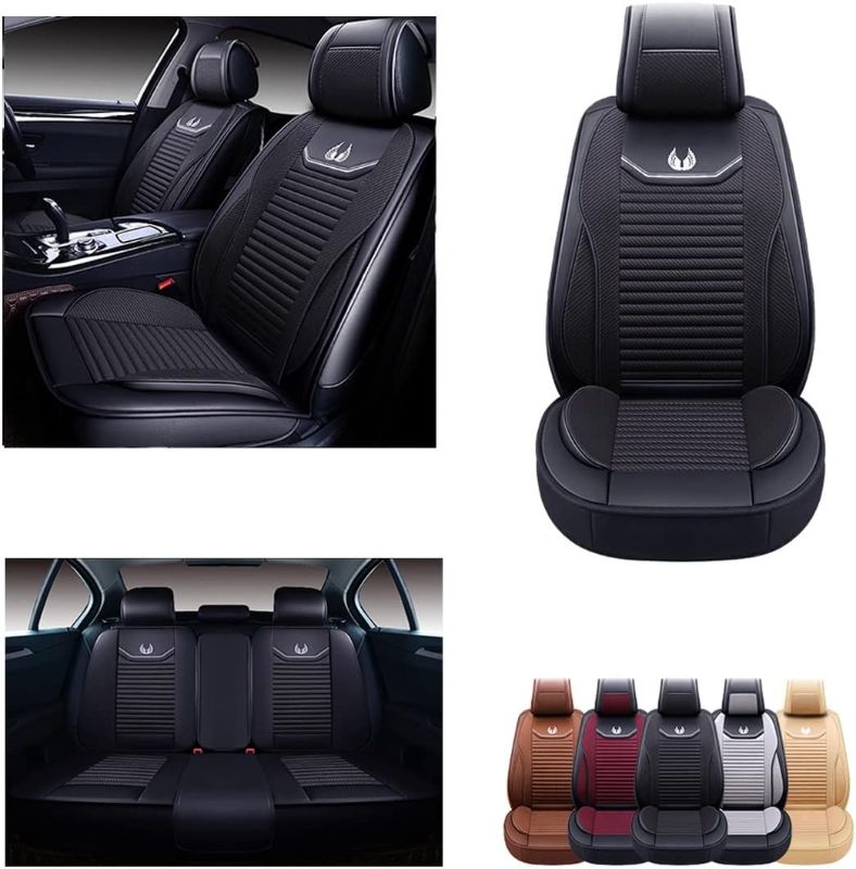 Photo 1 of 
OASIS AUTO Car Seat Covers Accessories Full Set Premium Nappa Leather Cushion Protector Universal Fit for Most Cars SUV Pick-up Truck, Automotive Vehicle.