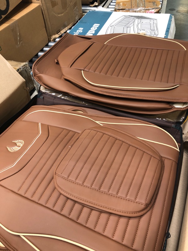 Photo 3 of 
OASIS AUTO Car Seat Covers Accessories Full Set Premium Nappa Leather Cushion Protector Universal Fit for Most Cars SUV Pick-up Truck, Automotive Vehicle.