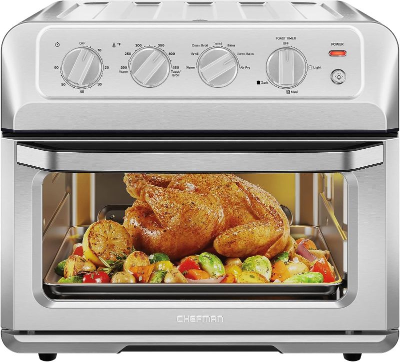 Photo 1 of Chefman Air Fryer Toaster Oven Combo, 7-In-1 Convection Oven Countertop 20 Qt Oven Air fryer, Cook a 10 Inch Pizza, Air Fry 2 lb. of Chicken Wings, Toast, Broil, Auto Shutoff, Stainless