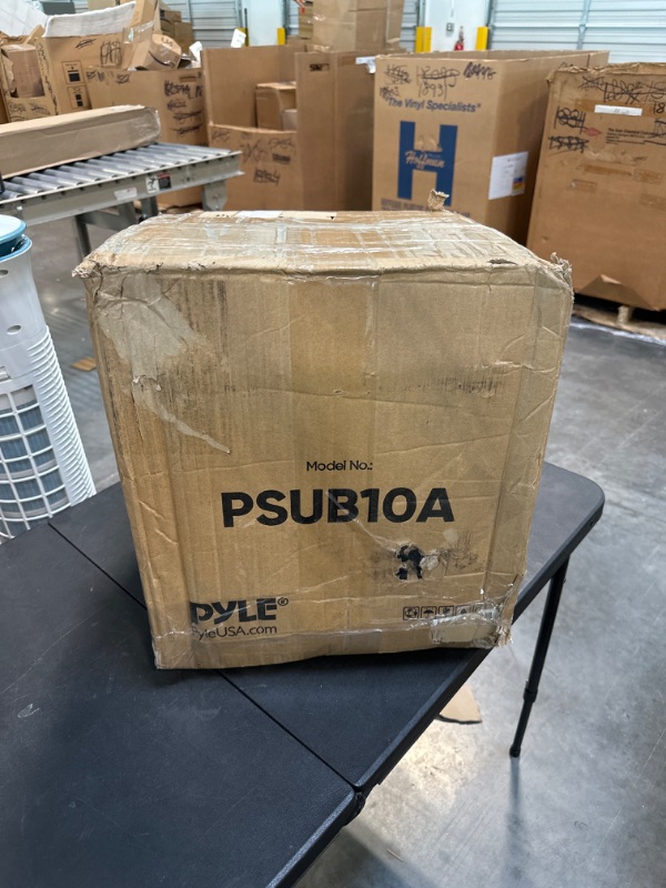 Photo 2 of Pyle Active Down Firing Subwoofer - 10 Inches, Ported Design with High-to-Low Input Level Controller, Invisible Down-Firing Speaker, Color Black, Built-in Convenience - PSUB10A 10 Inch Subwoofer