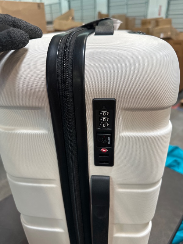 Photo 4 of Coolife Luggage Expandable(only 28") Suitcase PC+ABS Spinner Built-In TSA lock 20in 24in 28in Carry on white M(24in).
