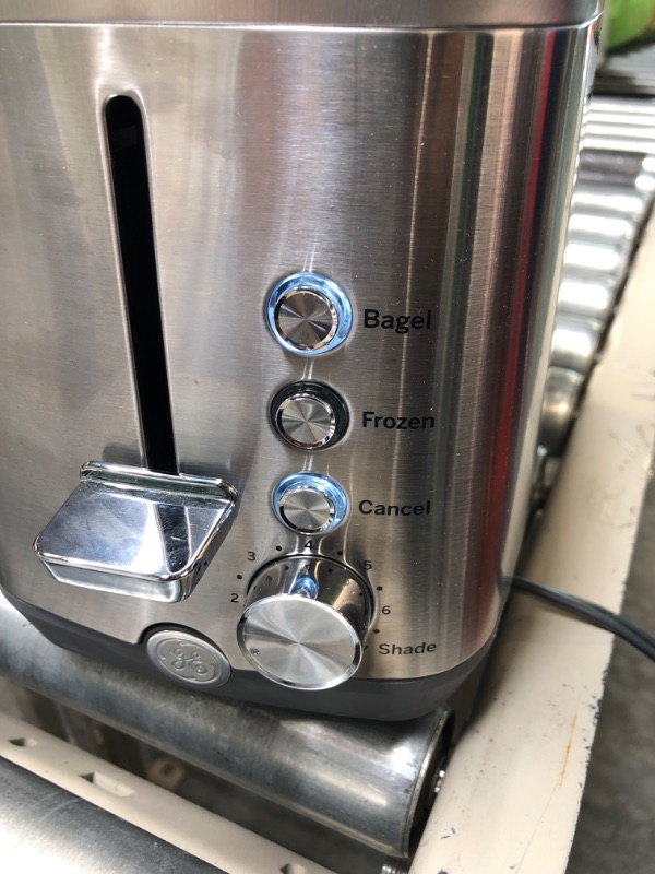 Photo 6 of GE Stainless Steel Toaster | 2 Slice | Extra Wide Slots for Toasting Bagels, Breads, Waffles & More | 7 Shade Options for the Entire Household to Enjoy | Countertop Kitchen Essentials | 850 Watts 2-Slice