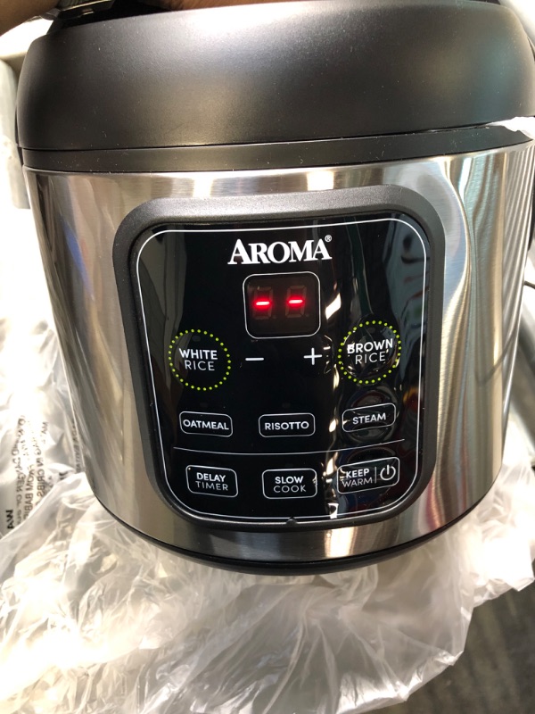 Photo 5 of aroma housewares arc-994sb rice & grain cooker slow cook, steam, oatmeal, risotto, 8-cup cooked/4-cup uncooked/2qt, stainless steel