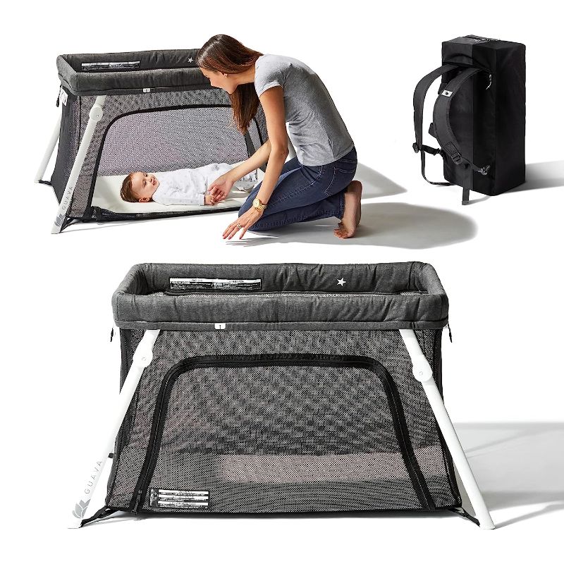 Photo 1 of Guava Lotus Travel Crib with Lightweight Backpack Design | Certified Baby Safe Portable Crib | Folding Play Yard with Comfy Mattress | Portable Playpen for Babies & Toddlers | Compact Baby Travel Bed