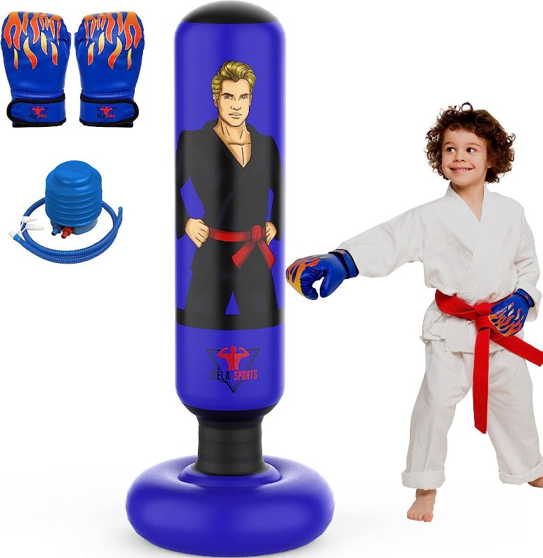 Photo 1 of JEELA SPORTS Extendable Punching Bag for Kids 3-12 Years | Boxing Gloves | Inflatable 53 to 63 inches | Resistant Kids Punching Bag Burn Off Children's Abundant Energy | Best Toy Gift for Boys