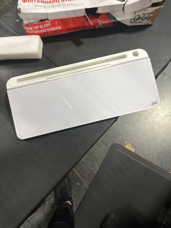 Photo 1 of Extra Large | Griply Small Glass Desktop Whiteboard | Desktop Dry Erase Board Storage | White Board for Desk | Desk Organizers with Accessories | Office, Home, School Supplies (Standard)