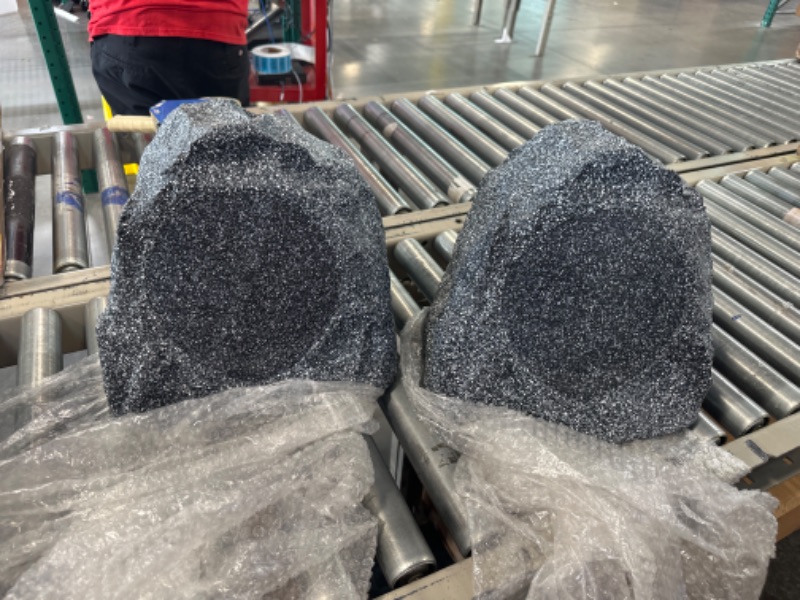 Photo 1 of Theater Solutions 2R8G Outdoor Granite 8" Rock 2 Speaker Set for Deck Pool Spa Yard Garden, Granite Grey 8 in