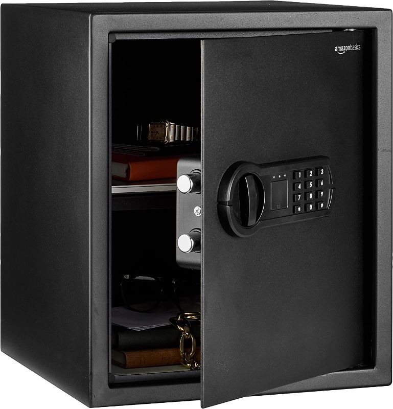 Photo 1 of Amazon Basics Steel Home Security Safe with Programmable Keypad - 1.52 Cubic Feet, 13.8 x 13 x 16.5 Inches, Blac