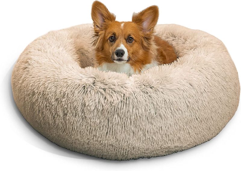 Photo 1 of Best Friends by Sheri The Original Calming Donut Cat and Dog Bed in Shag Fur Taupe, Medium 30x30