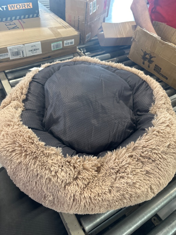 Photo 3 of Best Friends by Sheri The Original Calming Donut Cat and Dog Bed in Shag Fur Taupe, Medium 30x30