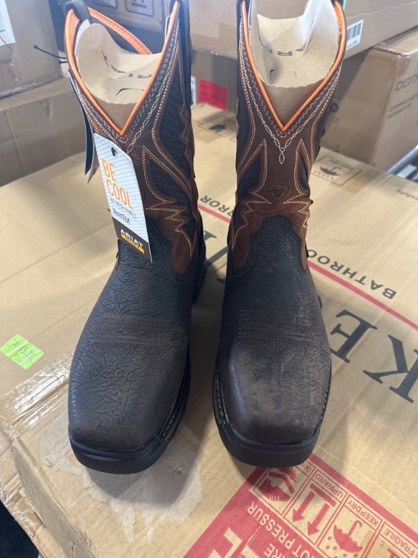 Photo 1 of Ariat Intrepid VentTEK Composite Toe Work Boots – Men’s Leather Western Work Boot 9.5 Wide Bruin Brown/Sassy Orange
