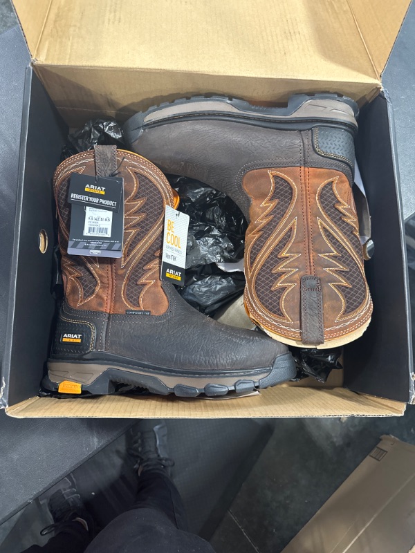 Photo 1 of Ariat Intrepid VentTEK Composite Toe Work Boots – Men’s Leather Western Work Boot 9.5 Wide Bruin Brown/Sassy Orange