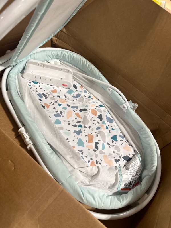 Photo 1 of Fisher-Price Baby Bedside Sleeper Soothing Motions Bassinet With Lights Music Vibrations & Overhead Mobile, Pacific Pebble