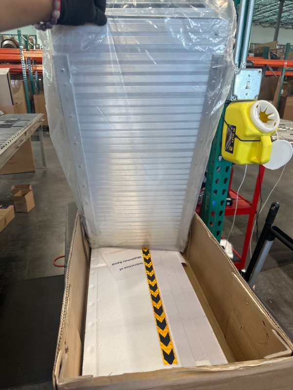 Photo 1 of Aluminum 5' Wheelchair Ramp for Home FACHNUO TOOL 28.3 Wide Portable Access Handicap Ramp for Steps Folding Mobility Scooter Ramp Non-Skid Threshold Ramp for Entry,Doorways,Curbs,Stairs Non-slip Aluminum Ramp 5FT