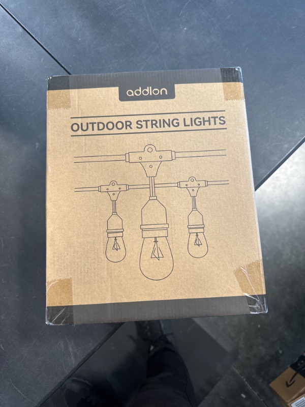 Photo 2 of addlon 48 FT Outdoor String Lights Commercial Grade Weatherproof Strand, 18 Edison Vintage Bulbs(3 Spare), 15 Hanging Sockets, ETL Listed Heavy-Duty Decorative Christmas Lights for Patio Garden 48FT Black