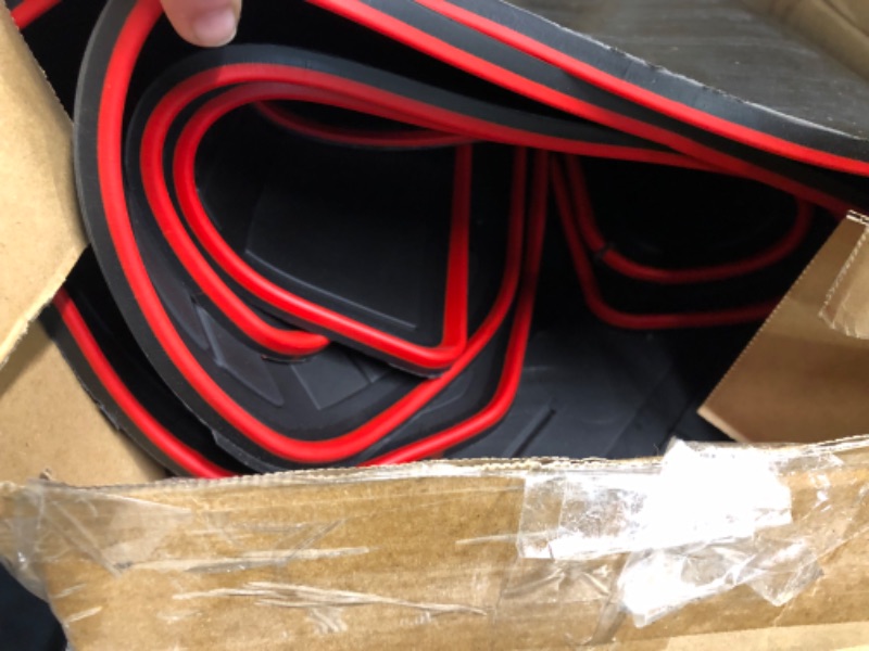 Photo 1 of San Auto Car Floor Mat Custom Fit for BMW 3/4 Series 2019 2020 2021 2022 2023 G20 G21 F87 G22 G24 G26(i4) Black Red Rubber Auto Floor Liners All Weather Protection Heavy Duty Odorless Red edge 2019-2023Version