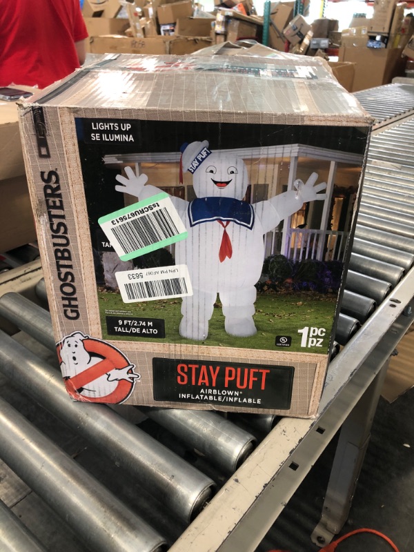 Photo 2 of 10 ft. Stay Puft with Pumpkin Tote Airblown Halloween Inflatable